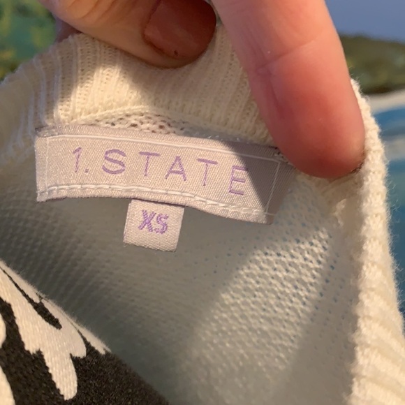 1 State Sweater Top,Unique,Super Cute!Waffle Knit Bell/Ties Sleeve,Size XS - Picture 3 of 11